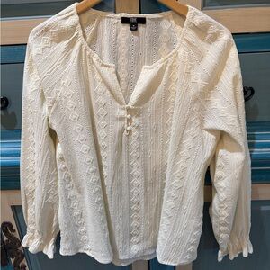Frye Cream Textured Peasant Women's Blouse